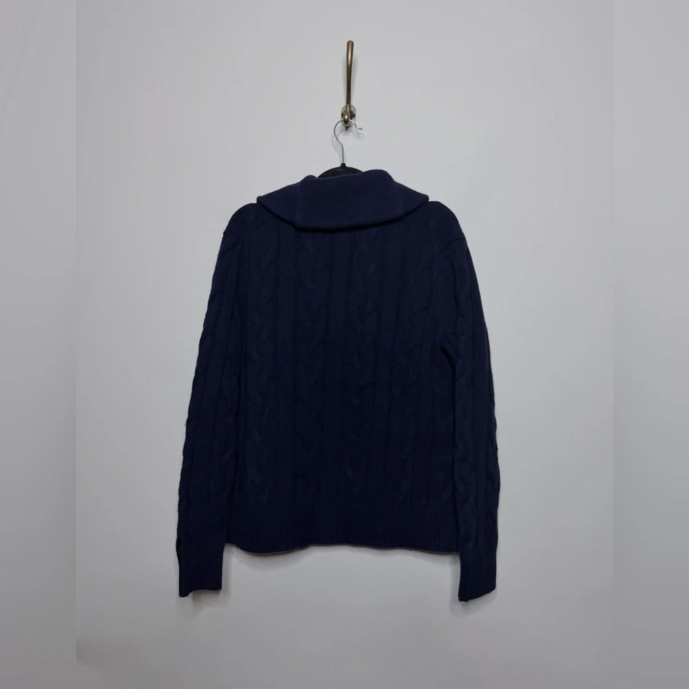 Polo Ralph Lauren Cable-Knit Wool-Cashmere Cardigan in Navy